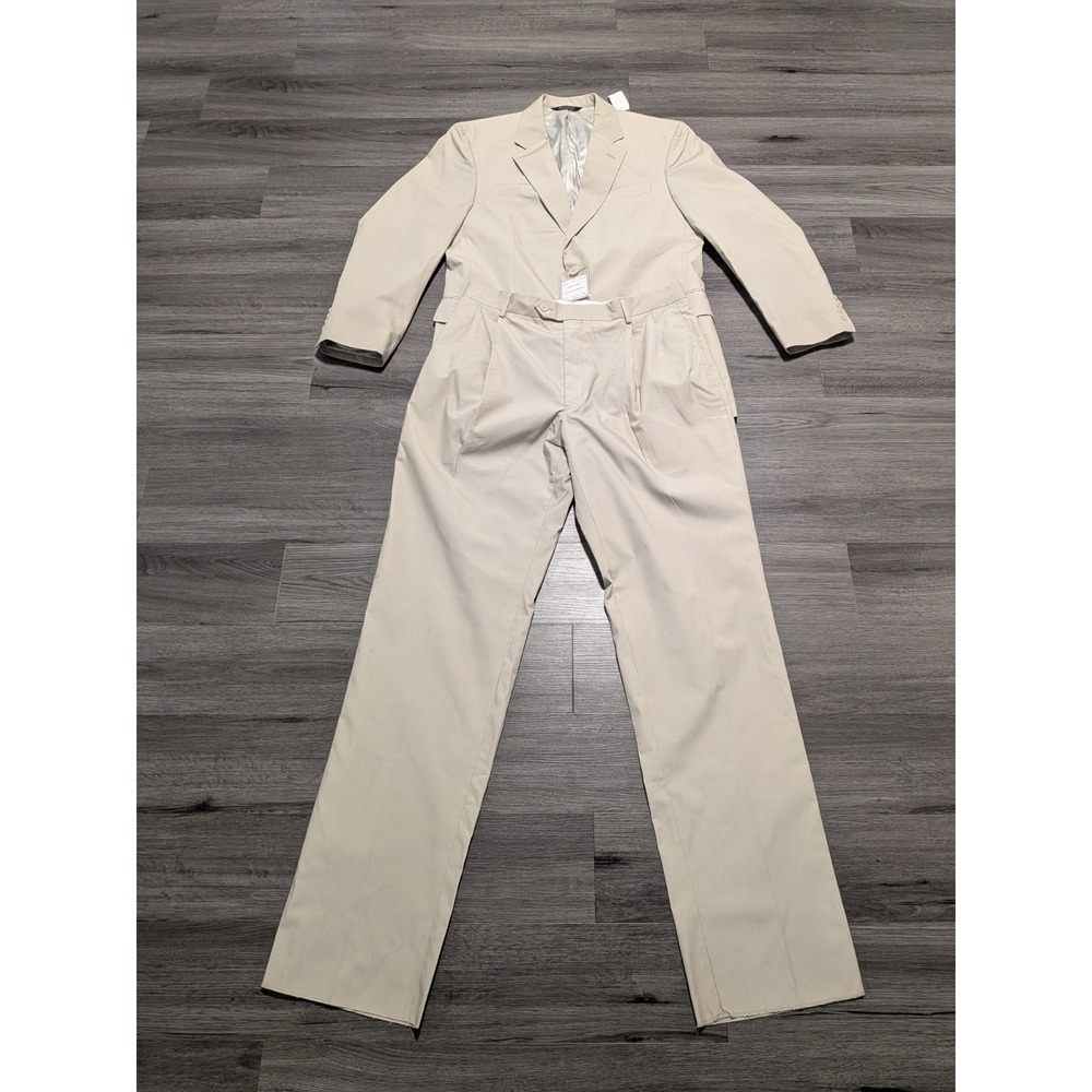 NWT Jos A.‎ Bank Men's Tan Cotton Blend Spring Weight 2 Piece Suit Size 40R 34